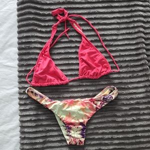 Vibrant Pink and Floral Bikini Set